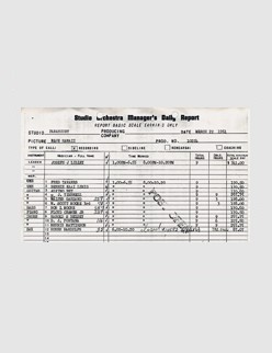 Studio Orchestra Manager's Daily Report - March 22 1961
