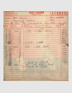 Tape Legend - March 22 1961